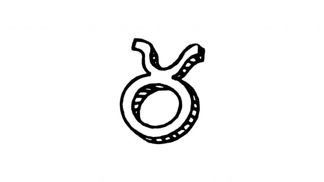 Animated doodle icon of the Taurus zodiac sign astrology bull horns symbol.