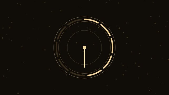 Minimalist futuristic clock interface on dark starry background