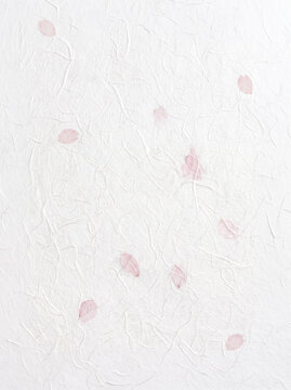 Pure white Washi, a traditional Japanese craft. Handcrafted by artisans, it features delicate watermarks, flower petals, and a rich fiber pattern born from the papermaking process.