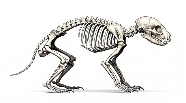 Tenrec skeletal anatomical displays the intricate bone structure of a vertebrate in a side profile, perfect for educational anatomy charts.