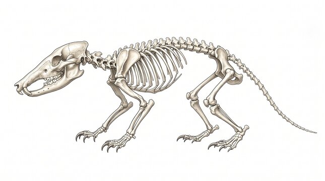 Solenodon lateral skeleton displaying detailed rodent bone structure and anatomy.