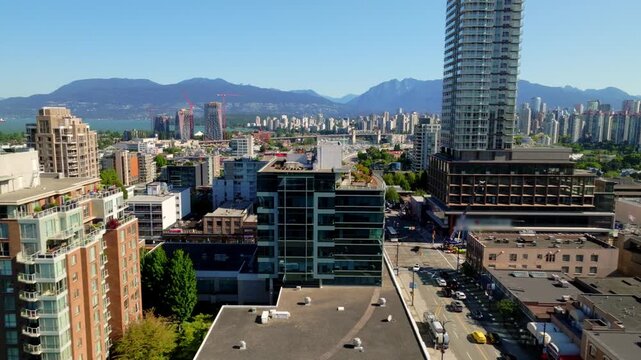 South Granville SkyTrain extension area in Vancouver, British Columbia, Canada, showing the urban streetscape and transportation infrastructure associated with the transit project