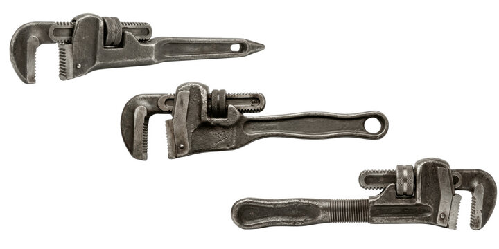 Adjustable pipe wrench set for metalworking and plumbing projects