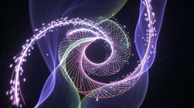 Abstract Colorful Light Trails with Glowing Neon Lines and Dynamic Waves