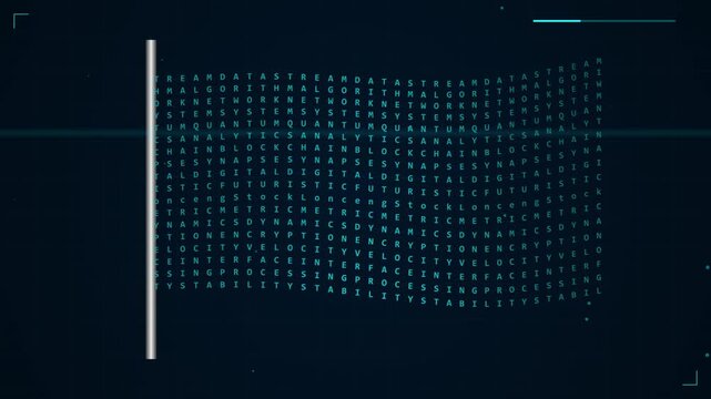 Digital Abstract Background with Moving Code Stream and Data Flow.