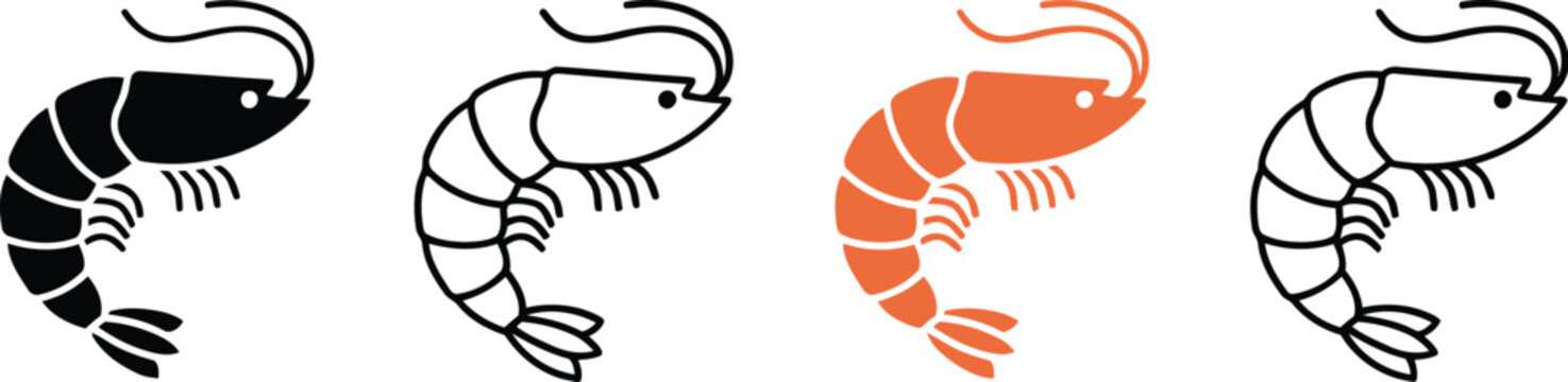 Shrimp icon set representing crustacean seafood and marine