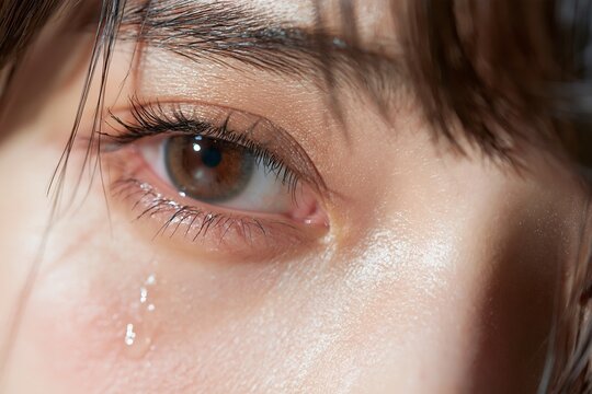 悲しみに暮れる瞳から一筋の涙が流れ落ちる瞬間