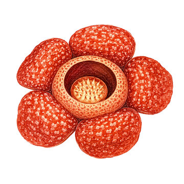 Rafflesia arnoldii giant monster flower, giant padma parasitic plant isolated on white background