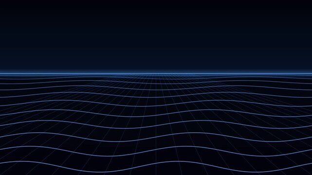 Perspective grid with traveling wave blue loop