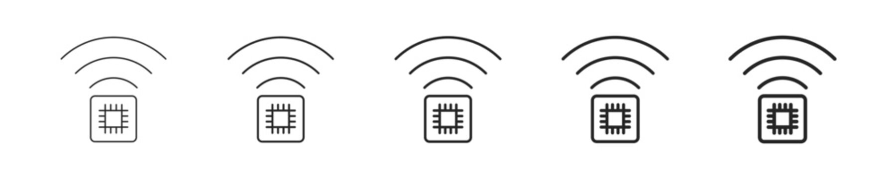 Chip vector icon in minimalist line style. Clean editable stroke illustration with geometric design and monochrome appearance, isolated on white background