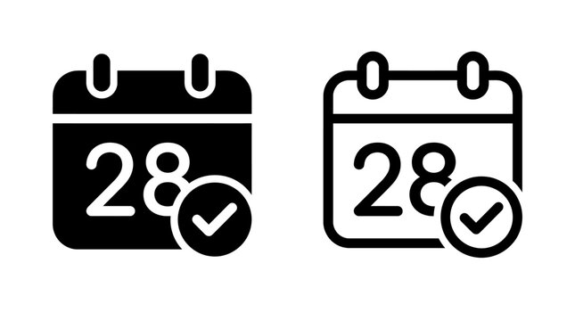 Calendar page twenty eight icon with check mark