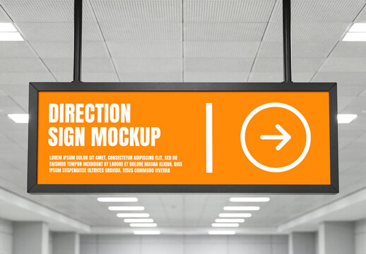 Hanging Direction Sign Mockup Template