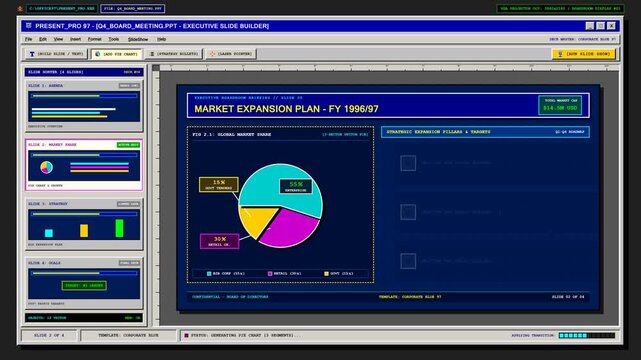 Business Presentation Software Interface Building Corporate Slides