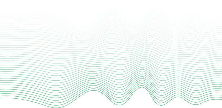 green abstract wavy line background with flowing parallel curves and gradient fade