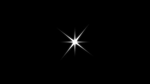 Sparkling star twinkle glitter white cartoon doodle animation, flat vector blinking shining light twinkling effect glowing on transparent green screen background,