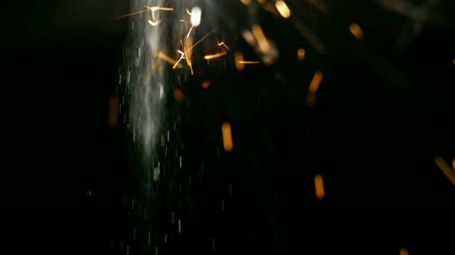 sparks ember, fire particles, with glowing orange, sparkle dust, on black background fiery particle overlay composite 4k.