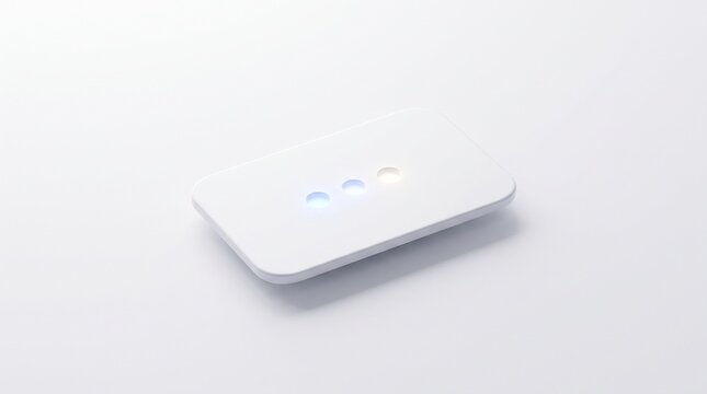 Modern white digital device with glowing indicator lights on a minimal background perfect for corporate branding, mobile app interfaces, and website hero headers