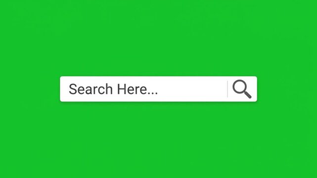 Search Bar Animation Concept on Green Screen Background for Digital Interface Design and Web Development