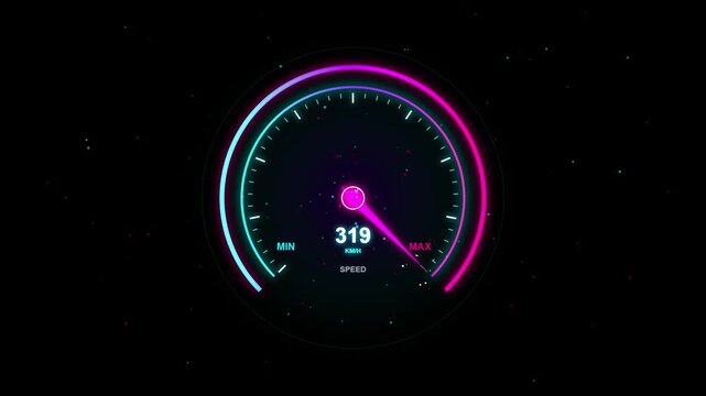 Digital speedometer gauge interface displaying velocity metrics on dark speed