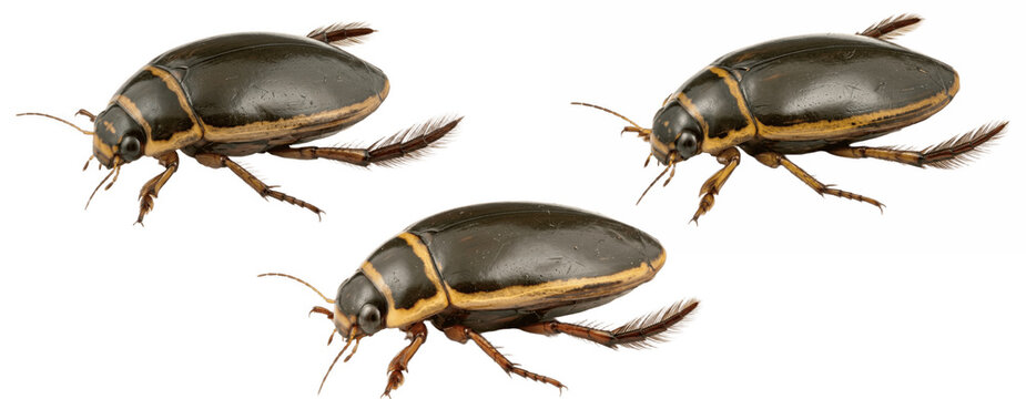 Isolated realistic diving beetle insect illustration for scientific