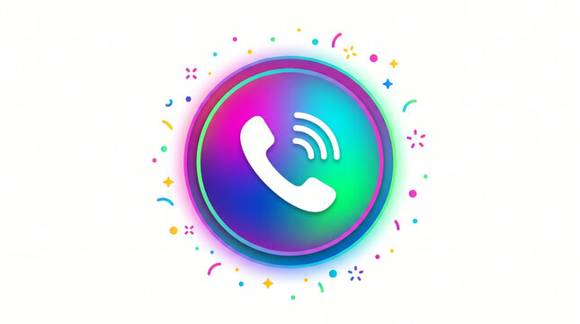 Colorful Phone Call Button Icon Isolated on White Background