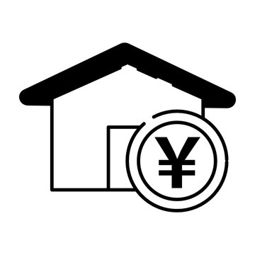 家と円マークの価値アイコン