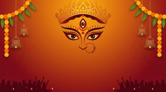Goddess durga face illustration for durga puja festival