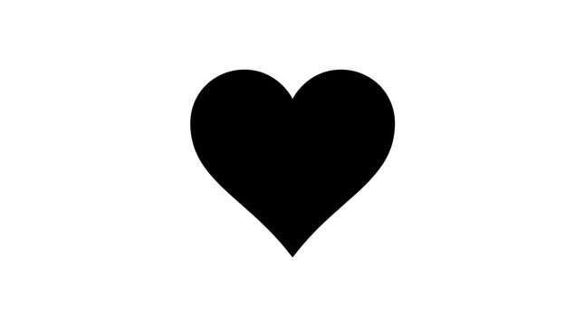 Black heart shape symbol isolated on bright background minimalist design