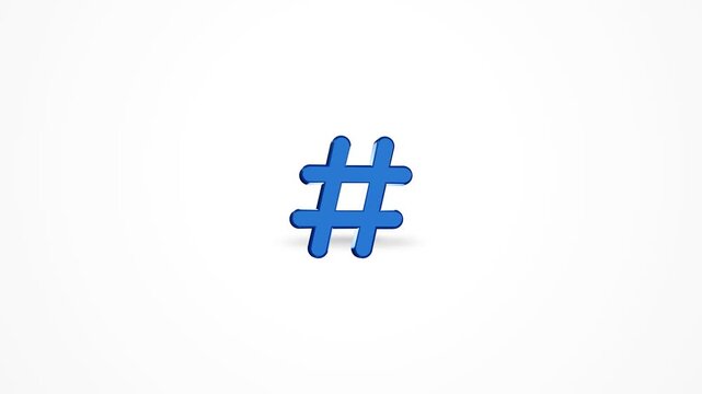 3D Hashtag Trending Icon Animated Loop White Background 4K