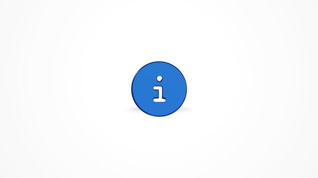 3D Info Information Circle Icon Animated Loop White Background 4K