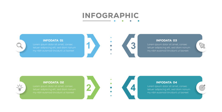 Business process infographic template element. Four steps timeline infographic design for presentation, banner, chart, diagram. Digital data visualization charts.