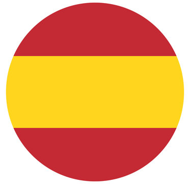 Spain flag design shaped into a circular emblem
