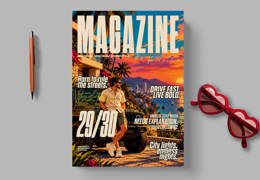 Retro Lifestyle Magazine Cover Template