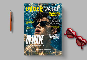 Underwater Fashion Magazine Cover Template