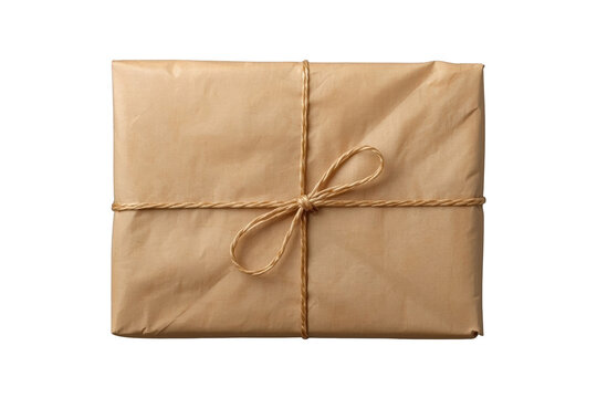 Kraft wrapped parcel with twine