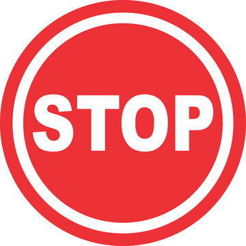 Bold Red STOP Sign Symbol with White Typography and Circular Border, Representing Safety, Traffic Awareness, Warning, and the Importance of Stopping to Prevent Accidents
