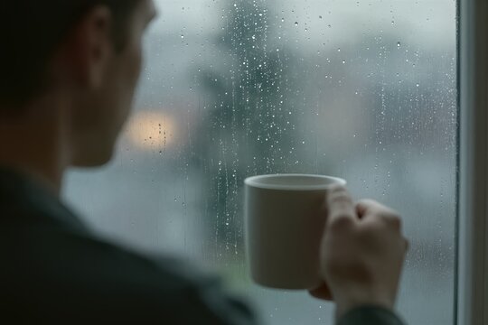 Captures Intimate Indoor Scene Focused On Person Viewed From Behind Gazing Of Window Individual To Young Adult Male Based Profile