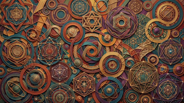 Intricate Geometric Sacred Geometry Pattern in Earthy Tones