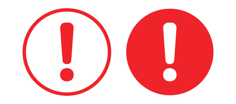 Red Alert Symbol with Exclamation Mark in Circles Warning of Danger or Attention Vector Illustration
