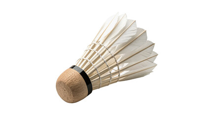Professional feather shuttlecock with cork head for badminton game isolated on white background © Archie