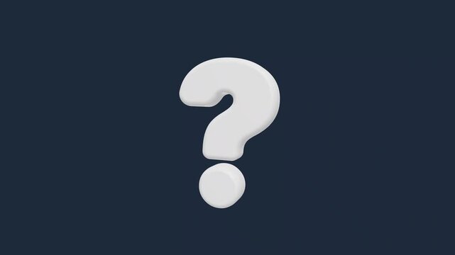 3D White Question Mark Icon on Dark Blue Background