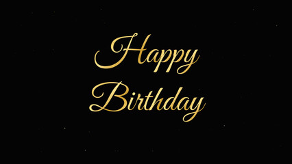 happy birthday calligraphy typography gold script on black background for celebration card design © Aditya