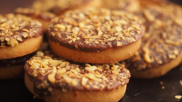 Baking cookies with chocolate and nuts in a home kitchen