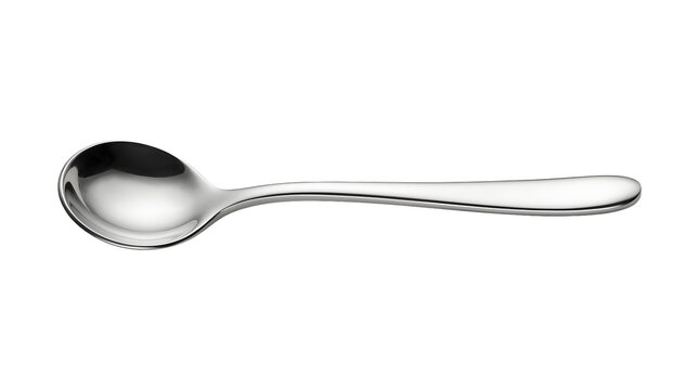 Shiny metal teaspoon isolated on transparent background