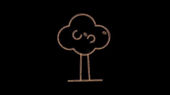 Glowing orange neon wireframe tree silhouette growing dynamic organic branches against dark background