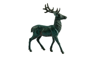 Small black plastic reindeer deer figurine Christmas holiday winter decor, isolated on transparent background. © Jasper