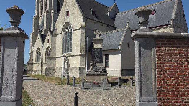 Historic Church in Lennick Belgium. A stunning view of the ancient architecture. The stone walls tell stories of the past. A serene place of worship and reflection.