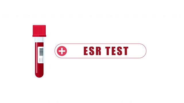 ESR Test Medical Animation with Red Blood Sample Tube and Healthcare Label