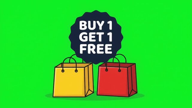 Black Friday Buy 1 Get 1 Free Flat 2D Shopping Promotion Animation