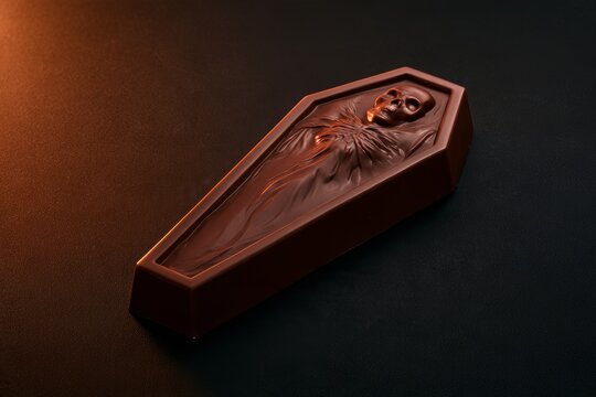Coffin Shaped Chocolate Bar with Skeleton Corpse Relief